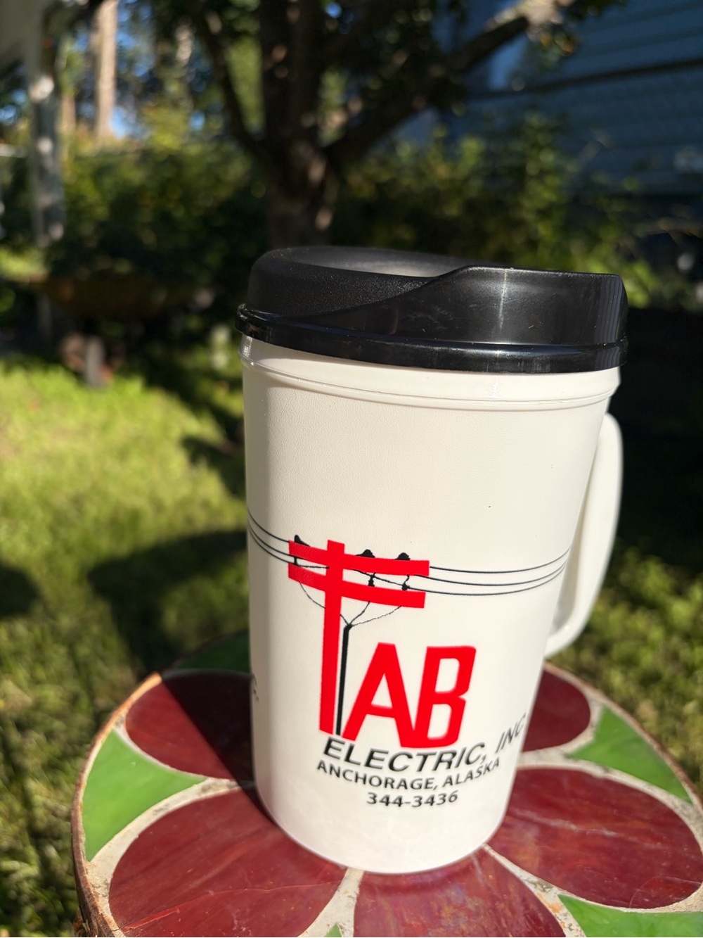 Vintage TAB Electric Anchorage Promotional Travel Mug
